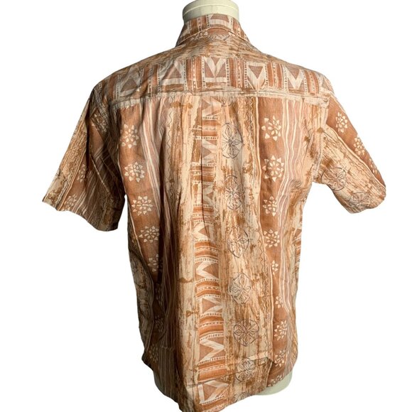 Cooke Street Reverse Print Hawaiian Shirt L Brown Floral Short Sleeve Pocket - Picture 4 of 6